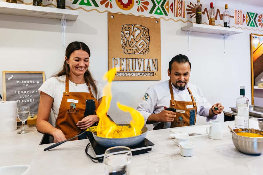 Cusco: Peruvian Cooking Class, Cocktails & Local Market Tour - The 10-person kitchen setup that makes you actually cook