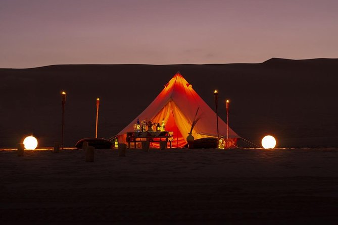 Glamping in Huacachina Desert - Inside Duna Camp: Canvas Tents, Private Service, Dinner with Wine, and Stargazing